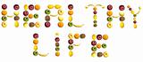 Healthy life words made of fruits