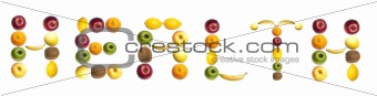 Health word made of fruits