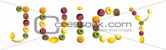 Juicy word made of fruits