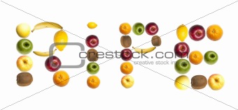 Ripe word made of fruits