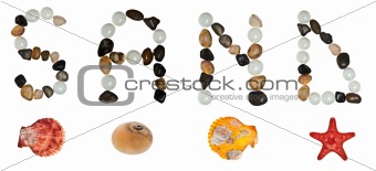 Sand word made of stones