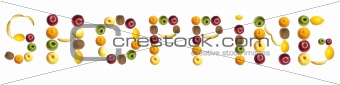 Shopping word made of fruits