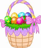 Easter Basket with colorful eggs