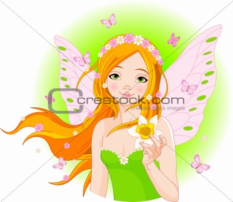 Spring fairy with narcissus