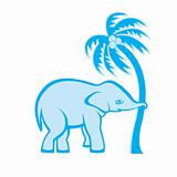Elephant and palm tree