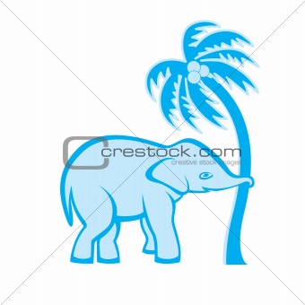 Elephant and palm tree