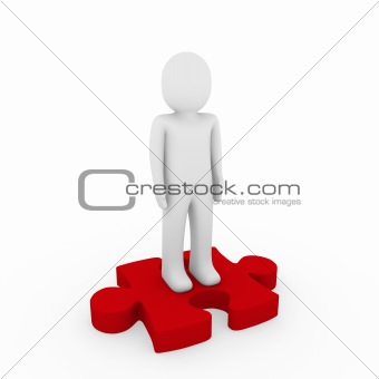 3d human puzzle red