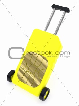SIM Card represented as a luggage (roaming concept)