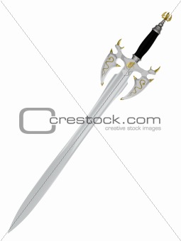 Ancient matted sword isolated on white background