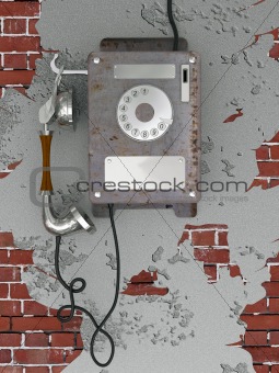 Old style rusty phone