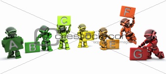 Robots with energy ratings signs