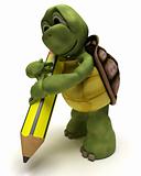 Tortoise holding a pencil
