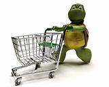 Tortoise with a shopping cart