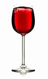 Wine glass with red fruit juice and ice