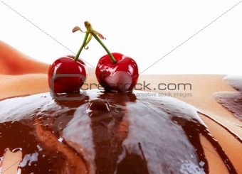 cherry and chocolate on breast