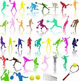Silhouettes of tennis player