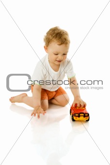 Boy holding toy