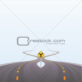 The asphalted road leaving in a distance.Vector illustration