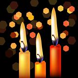 Three festive candles