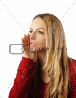 young woman whispering