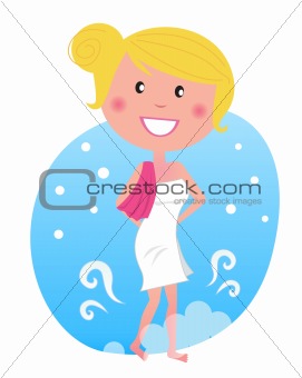 Woman walking in snow after hot sauna