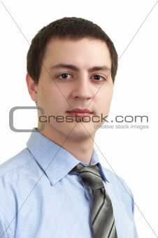 Portrait of  casual young man in blue shirt