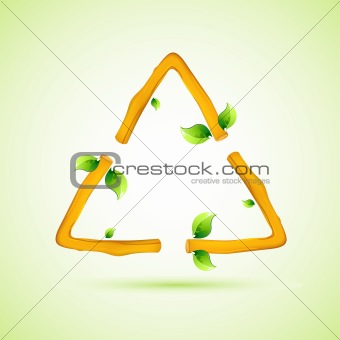 Wooden Recycle Symbol with Leaf