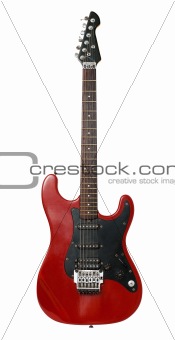 red and black electric guitar isolated on a white background