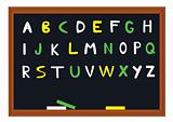 blackboard with alphabet
