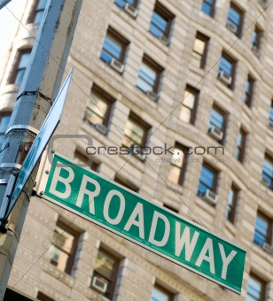 Famous broadway street signs in downtown New York