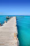 Cancun wood pier in  tropical Caribbean sea
