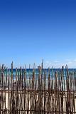 wood stick fence in tropical caribbean sea