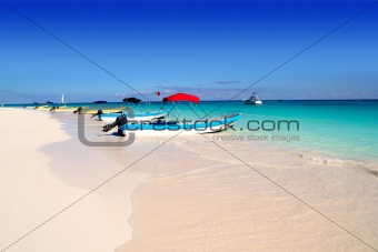 boats in tropical beach  Caribbean summer