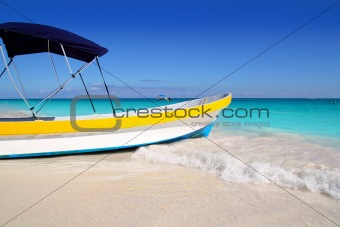 boat tropical beach Caribbean turquoise sea