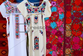 Chiapas Mayan dress embroidery and serape