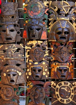 aztec mayan wooden indian mask handcrafts