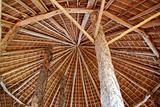 Hut palapa traditional sun roof wiev from above