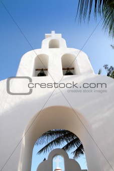 Playa del Carmen white Mexican church archs belfry