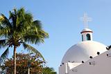 Playa del Carmen white Mexican church archs belfry