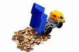 Toy truck loaded with coins