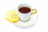 cup of tea with lemon slice