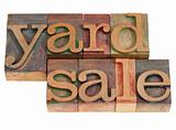yard sale in lettepress type