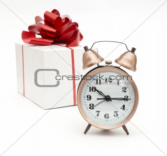 A retro clock with presents
