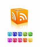 rss icon in cube shape