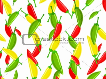 Seamless pattern with variety of hot chili peppers