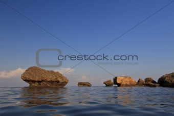 stones in water in Zakynthos, Greece  