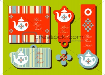 teapot tags emblems cards