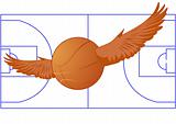 Basketball ball on the wings