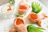roasted salmon filet with red caviar