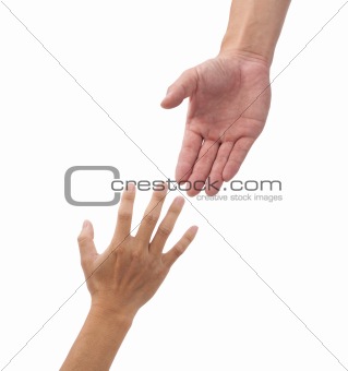helping hands isolated on the white background